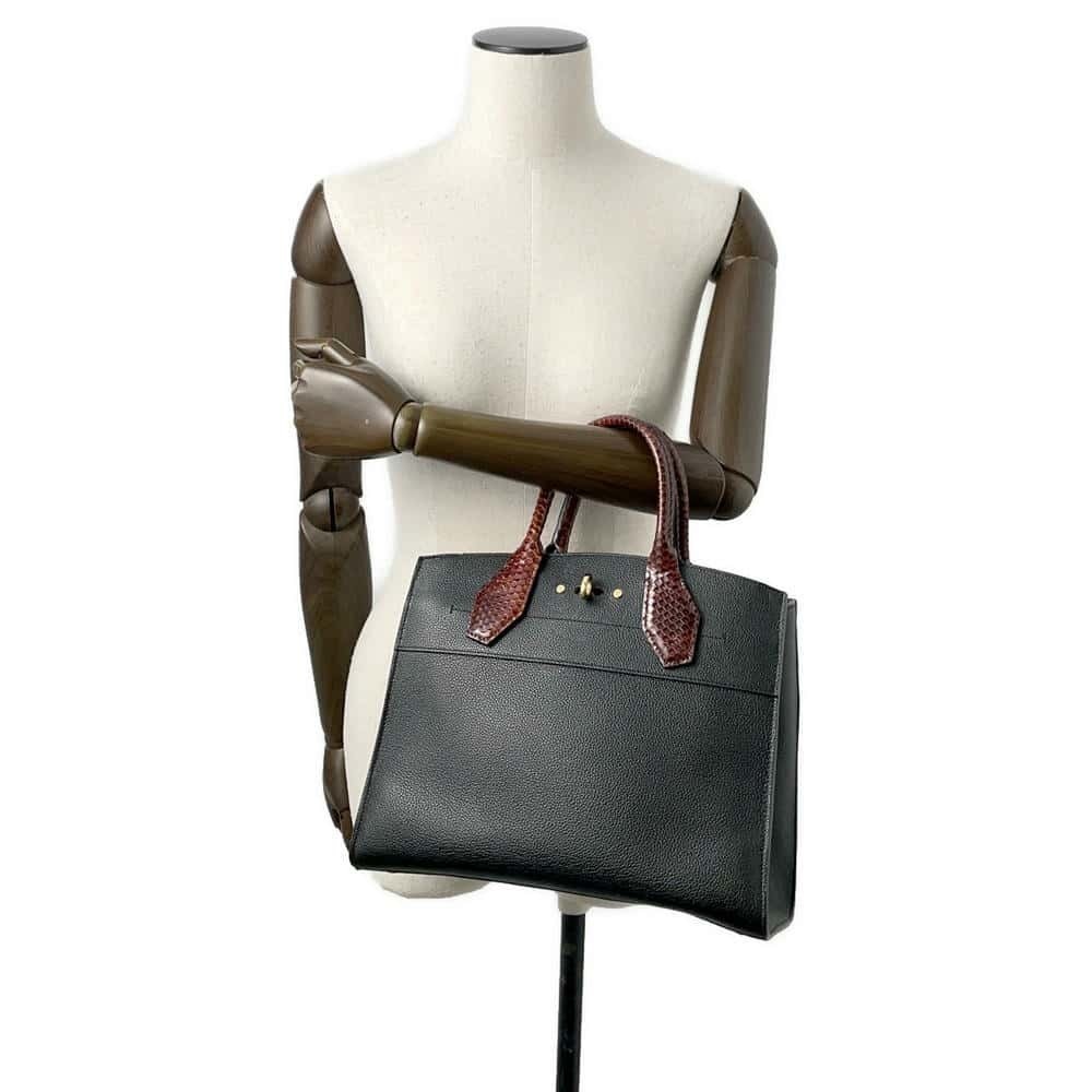 Louis Vuitton City Steamer Mm Python Handbag Black - image 5